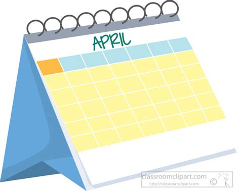 Calendar Clipart Monthly Calender April Clipart 6227