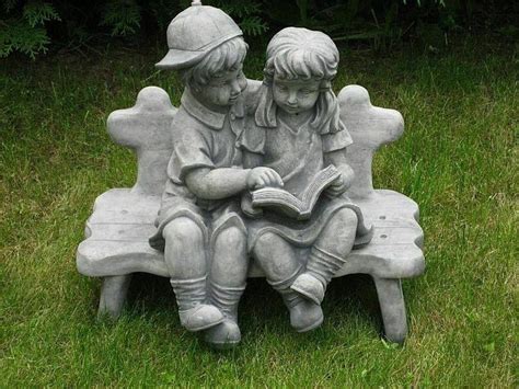 Boy And Girl Reading 485lb Boy And Girl Concrete Sculpture Etsy In