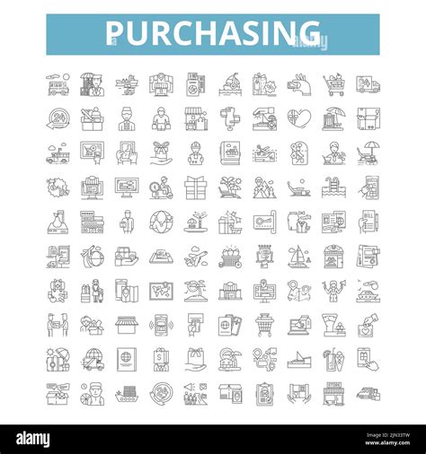 Purchasing Icons Line Symbols Web Signs Vector Set Isolated