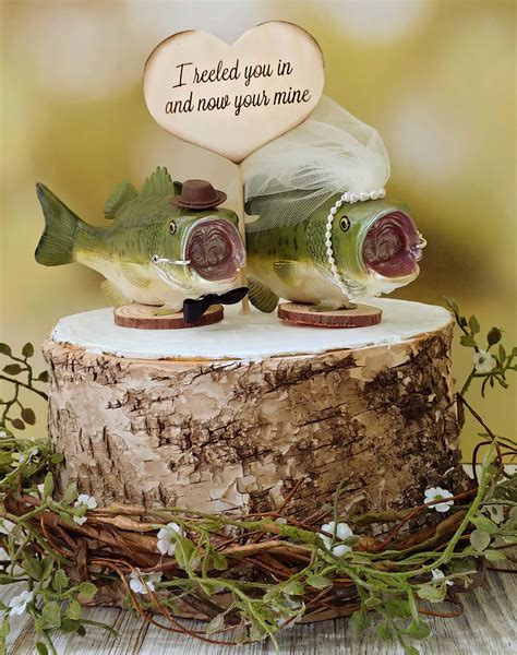 Large Bass Wedding Cake Topper Fishing Themed Bride And Groom Etsy