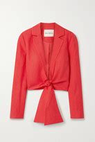 Mara Hoffman Net Sustain Catalina Tie Front Tencel And Linen Blend Jacket Red Shopstyle