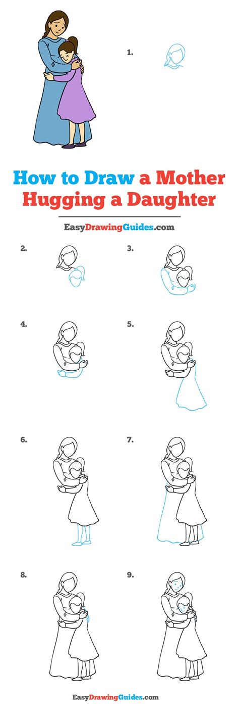 How To Draw A Mother Hugging A Daughter Really Easy