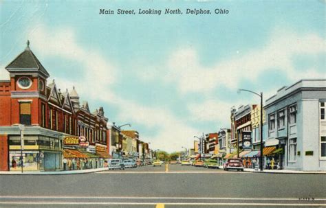 Vintage Postcard Main Street Scene Delphos Oh Allen Or Van Wert County