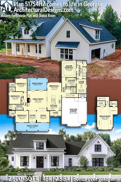 Plan 51754hz Modern Farmhouse Plan With Bonus Room Modern Farmhouse
