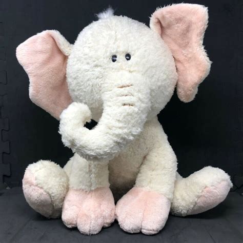 Fao Schwarz Cream Peach Pink Melvin Elephant Plush Stuffed Animal 16
