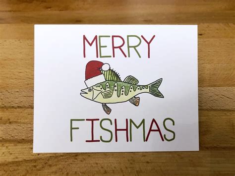 Merry Fishmas Fishing Christmas Card Fisherman Christmas Etsy Canada