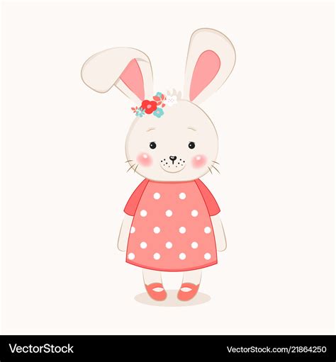 cute bunny girl cartoon hand drawn royalty free vector image