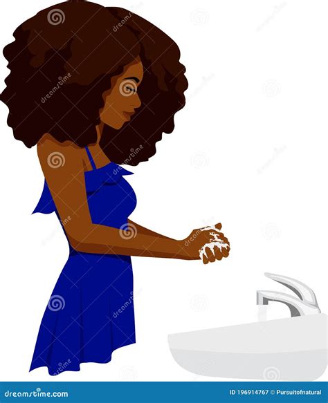 Woman Washing Her Hands At Sink Stock Vector Illustration Of Soap Sink