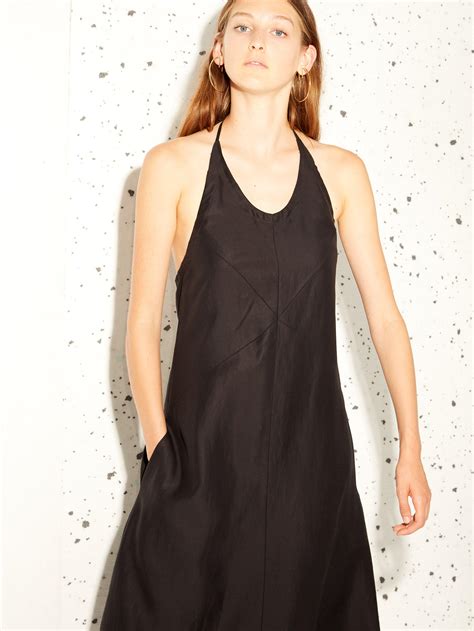 Raey Silk Backless Seam Detail Halterneck Dress In Black Lyst