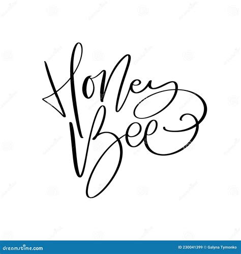 Honey Bee Calligraphy Vector Lettering Text Bee Hand Lettering Word In