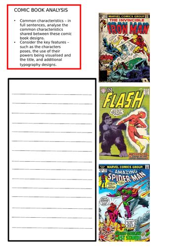 Comic Book Analysis And Design Worksheets Teaching Resources