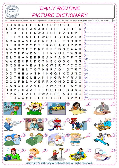 Daily Routine English Esl Vocabulary Worksheets Engworksheets