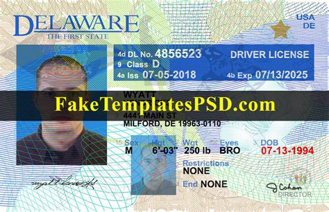 Delaware Driver License Template Psd 2024
