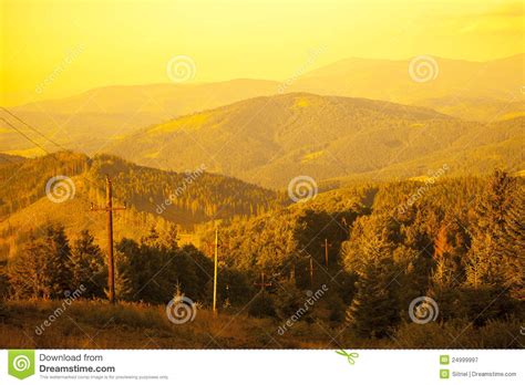 Beautiful Mountain Sunset Panorama Stock Image Image Of Panorama