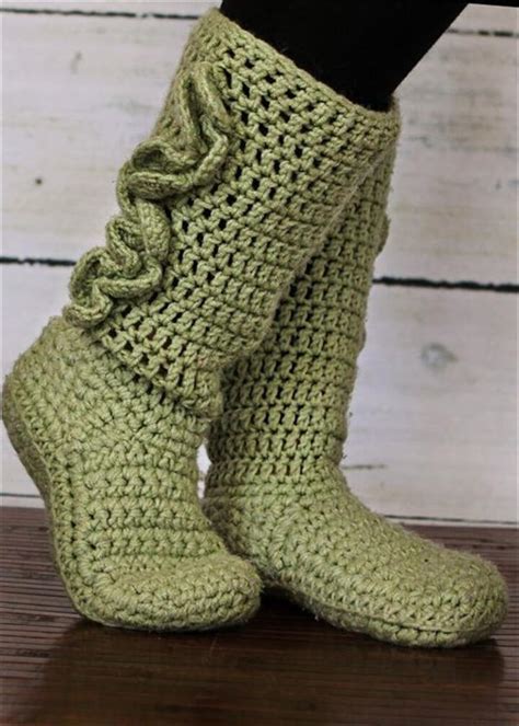 Green Crochet Slipper Boots 30 Easy Fast Crochet Slippers Pattern Diy To Make Crochet Boots