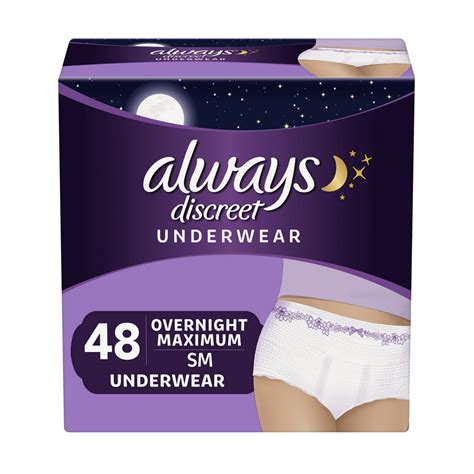Always Discreet Incontinence Underwear For Women Overnight Maximum Small Medium 48 Count
