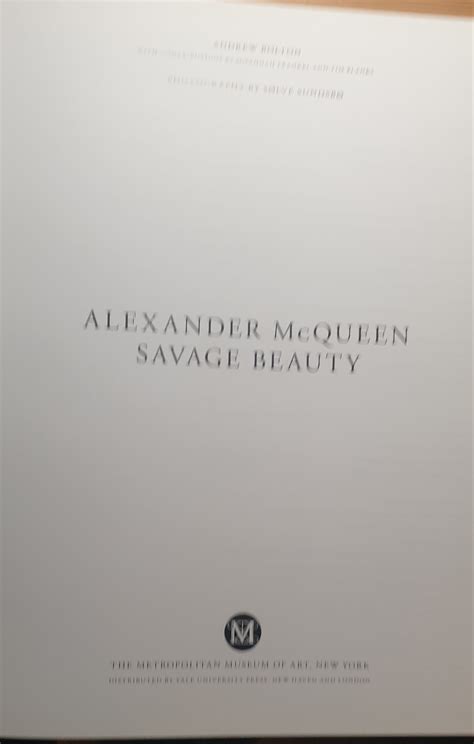 Alexander Mcqueen Savage Beauty By Bolton Andrew Near Fine Hardcover