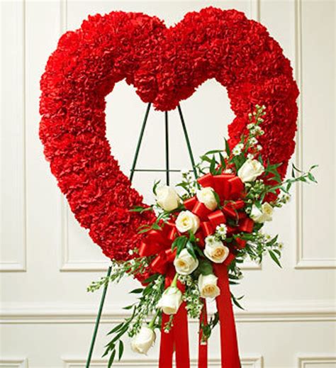 Red Open Heart With White Roses By 1 800 Flowers Red Carnation