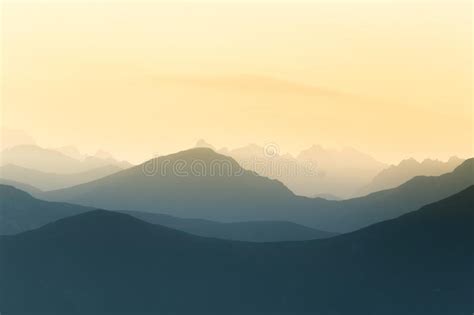 A Beautiful Colorful Abstract Mountain Scenery In Sunrise Minimalist