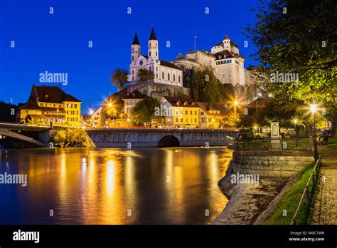 Evening At Aarburg Castle Canton Of Aargau Switzerland Stock Photo