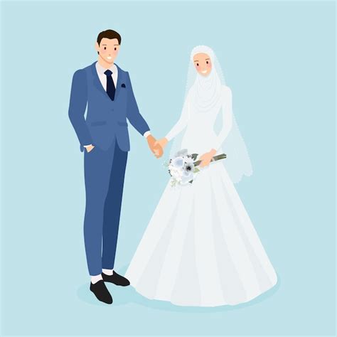 Young Muslim Wedding Couple Premium Vector