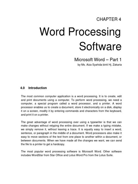 Chapter 4 Word Processing Software Part 1 Pdf Word Processor