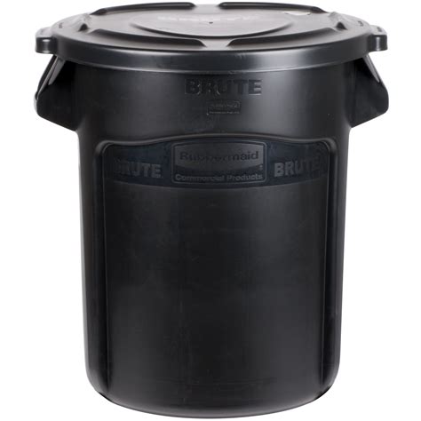 Rubbermaid Brute Gallon Black Executive Round Trash Can And Lid