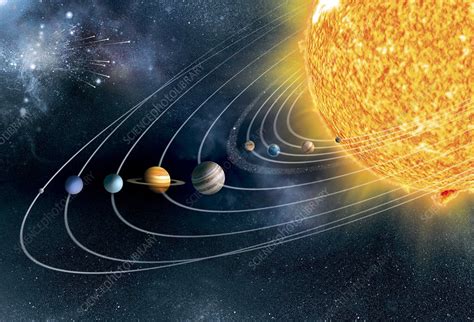 Our solar system is a vast place, with lots of mostly empty space between planets. Solar system, artwork - Stock Image - C010/2756 - Science ...