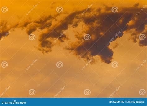 Sunset Sky Orange Yellow Color Clouds Background Nature In The Evening