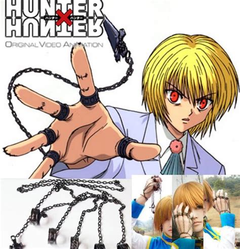 Anime Hunter X Hunter Kurapika Rings Chains Cosplay Prop 5 Rings And