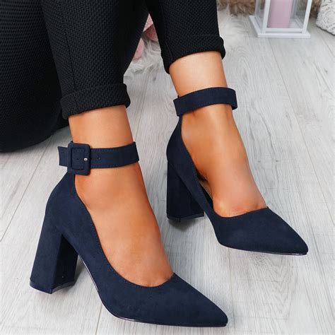 Ennya Navy Block Heel Pumps