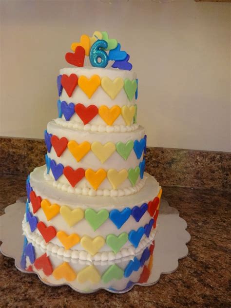 Rainbow Heart Birthday Cake