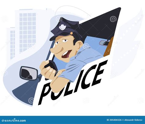 man police officer talking on radio stock vector illustration of