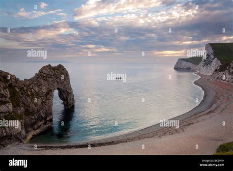 Dorset Coast Durdle Door At Sunset Stock Photo Alamy