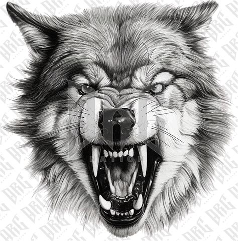 Angry Wolf Png Sublimation Design Download Hand Drawn Wolf Etsy Australia