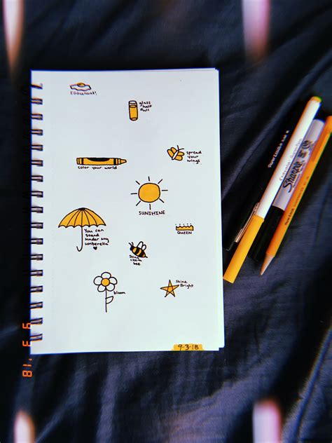 Yellow Aesthetic Doodles Quick And Easy Drawings Beginners Sketches