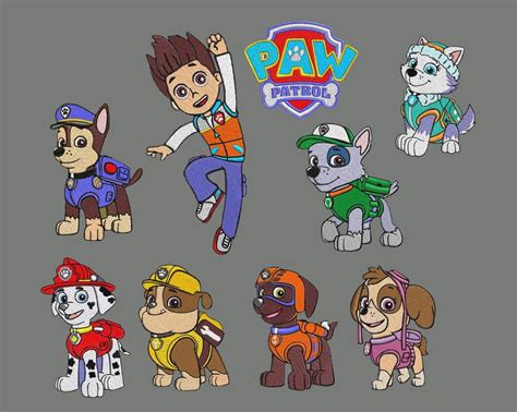 Set Of 9 Paw Patrol Embroidery Files Etsy