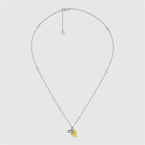 Interlocking G Necklace With Banana In Sterling Silver Gucci Uk