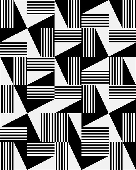 Mid Century Modern Geometric Dynamic Triangle Pattern Black And White
