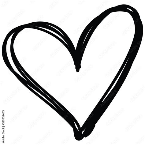 Heart Doodle Icon Isolated Hand Drawn Love Symbol Png File With