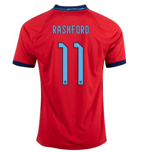 Marcus Rashford 11 England 2022 World Cup Away Soccer Jersey Model