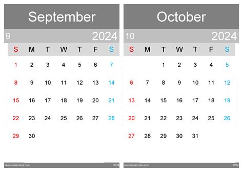 Sept Oct 2024 Calendar Two Month