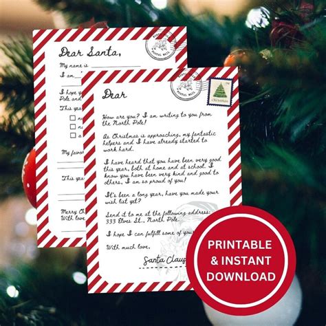 Letter To Santa Letter From Santa Kids Christmas Letter Printable