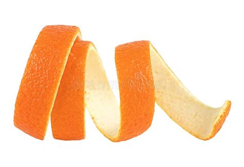 Orange Twist Or Orange Peel Isolated On White Background Spiral Orange