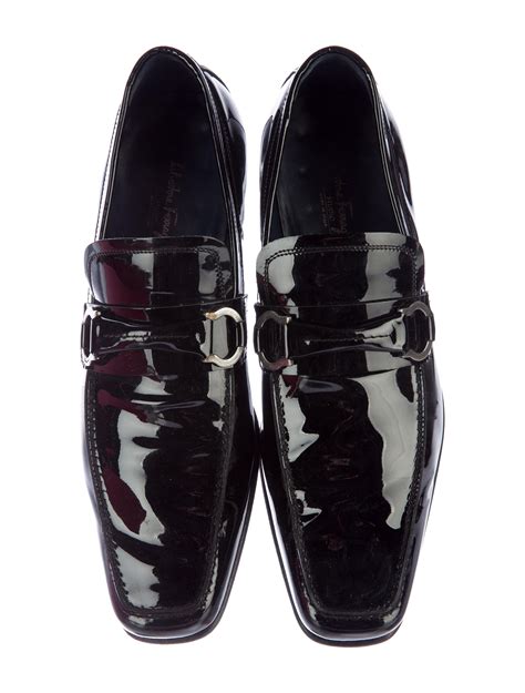 Salvatore Ferragamo Amico Patent Leather Loafers Mens Shoes