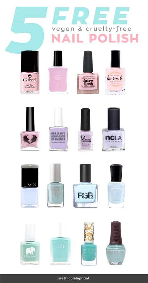 Some of these colors are associated with nonprofit organizations. List of 5-Free Vegan and Cruelty-Free Nail Polish Brands