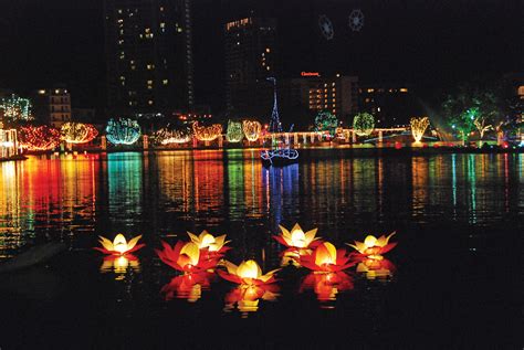 This day marks the three major events in buddhas life. Vesak, the city illuminates