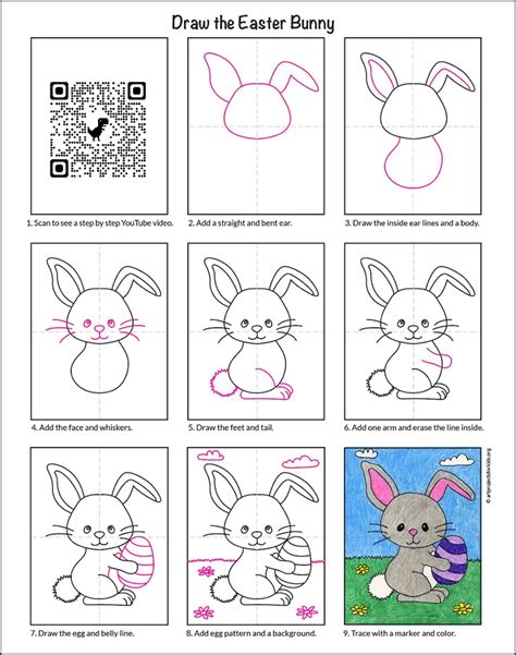 Easy How To Draw The Easter Bunny Tutorial Video And Coloring Page