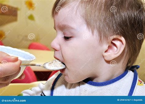 Cute Baby Eat Porridge Stock Image Image Of Friendly 29416167
