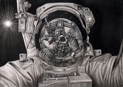 Astronaut Graphite Drawing By Pen Tacular On